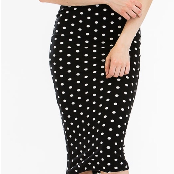 BLACK WHITE SMALL POLKA PENCIL - Skirt - Picture 2 of 5